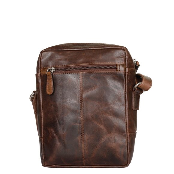 Leather Crossbody Sling Bag in Brown Crunch–Unisex Messenger Shoulder Bag - Picture 10 of 11